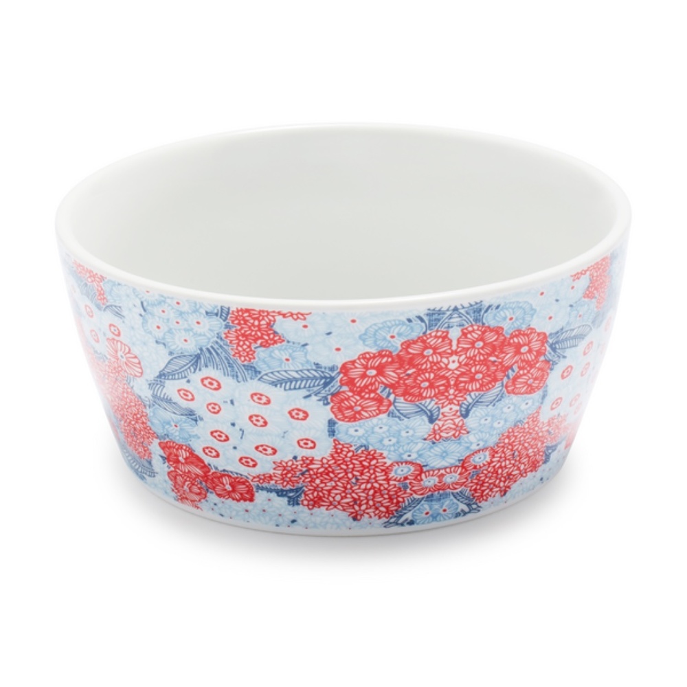 SUR LA TABLE Red Blue Pique-Nique Floral Porcelain Bowl